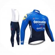 2021 Ropa Ciclismo Deceuninck Quick Step Azul Negro Mangas Largas y Culotte Lunga
