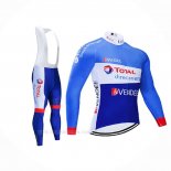 2021 Ropa Ciclismo Direct Energie Azul Blanco Mangas Largas y Culotte Lunga