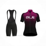 2021 Ropa Ciclismo Mujer ALE Fucsia Negro Mangas Corta y Culotte Corto