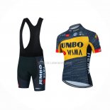 2022 Ropa Ciclismo Jumbo Visma Gris Amarillo Mangas Cortas y Culotte Corto