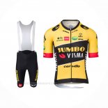 2022 Ropa Ciclismo Jumbo Visma Negro Amarillo Mangas Corta y Culotte Corto
