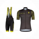 2022 Ropa Ciclismo Scott Blanco Amarillo Mangas Corta Y Culotte Corto