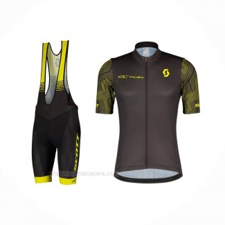 2022 Ropa Ciclismo Scott Blanco Amarillo Mangas Corta Y Culotte Corto