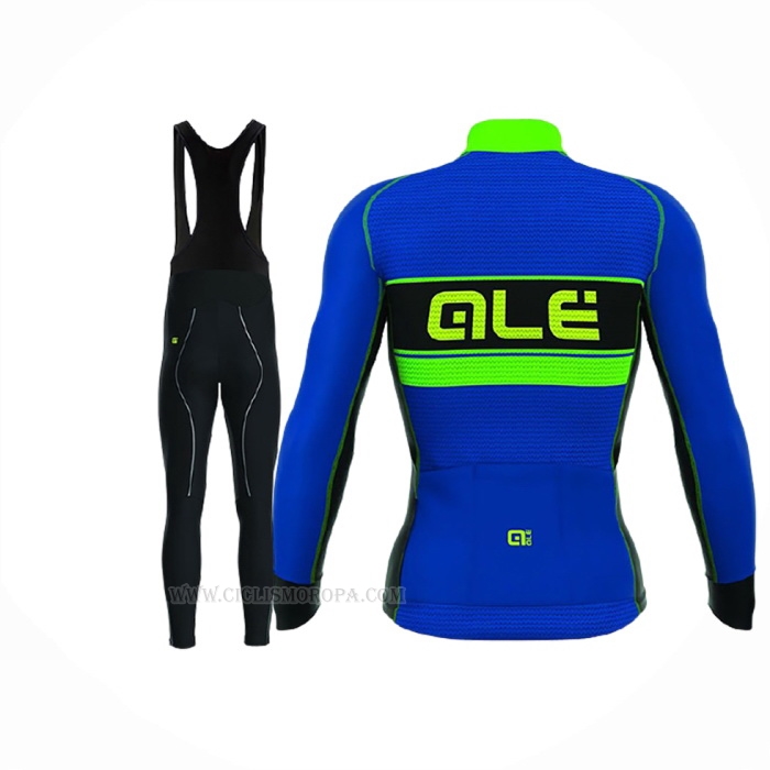 2017 Ropa Ciclismo ALE Bering Azul Verde Mangas Largas y Culotte Lunga
