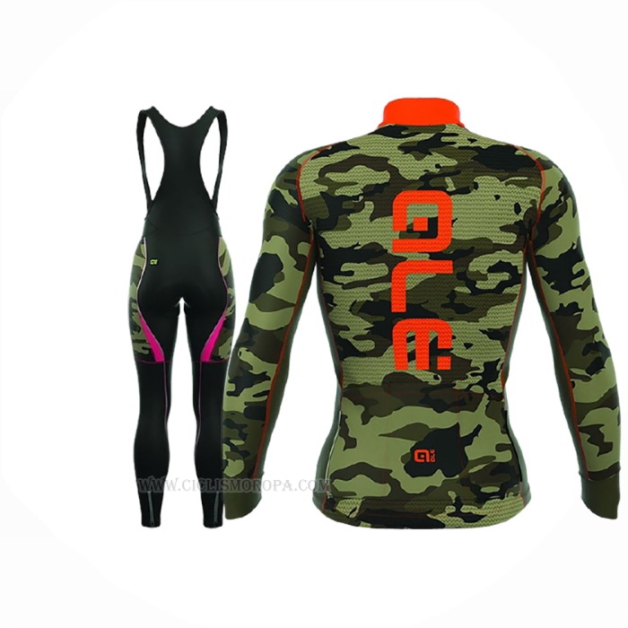 2017 Ropa Ciclismo ALE Camo Naranja Negro Mangas Largas y Culotte Lunga
