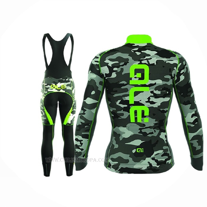 2017 Ropa Ciclismo ALE Camo Verde Negro Mangas Largas y Culotte Lunga
