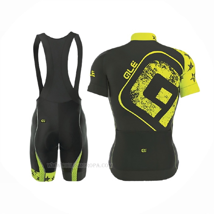 2017 Ropa Ciclismo ALE Graphics Prr Star Amarillo Mangas Corta y Culotte Corto