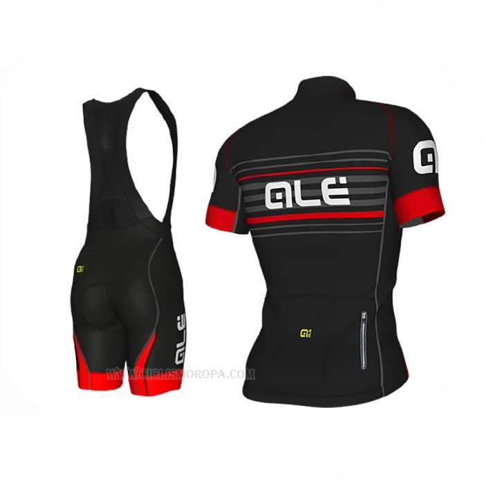 2018 Ropa Ciclismo ALE Negro Rojo Mangas Corta y Culotte Corto