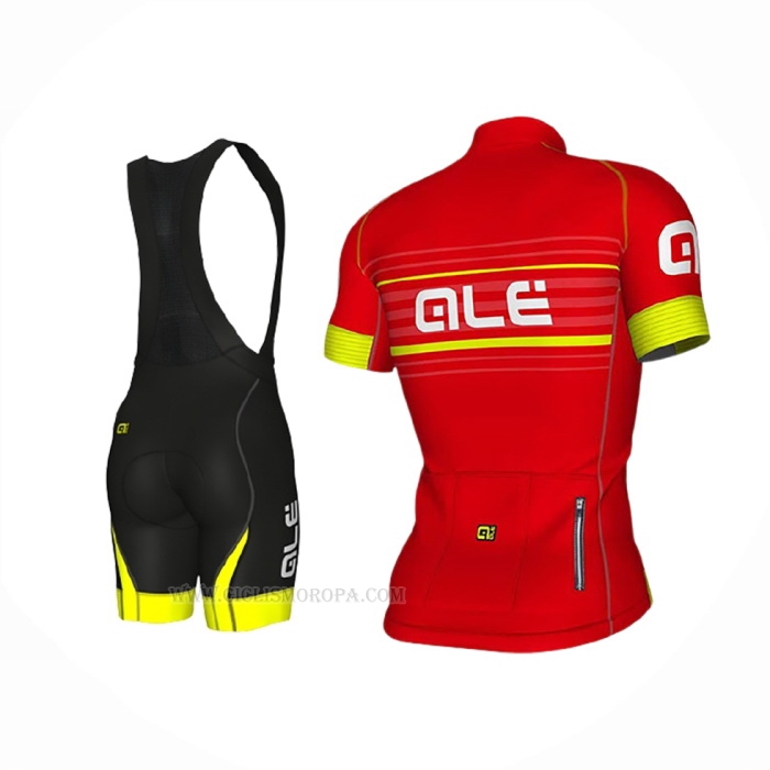2018 Ropa Ciclismo ALE Rojo Amarillo Mangas Corta y Culotte Corto