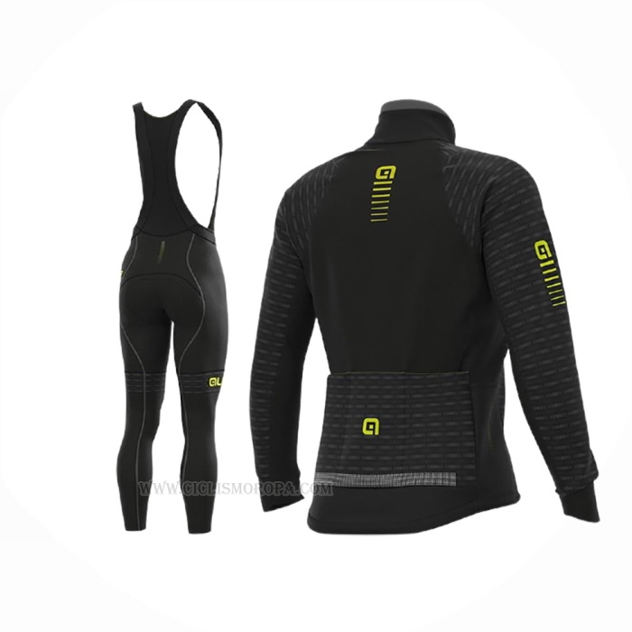 2020 Ropa Ciclismo ALE Negro Amarillo Mangas Largas y Culotte Lunga