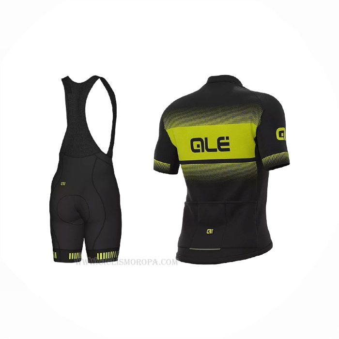 2021 Ropa Ciclismo ALE Negro Amarillo Mangas Corta y Culotte Corto