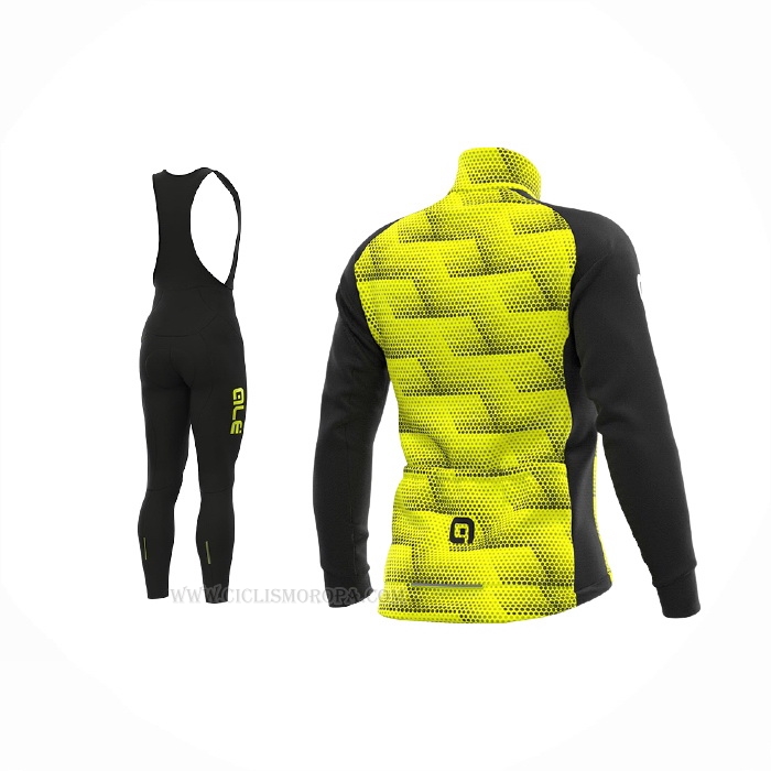 2021 Ropa Ciclismo ALE Negro Amarillo Mangas Largas y Culotte Lunga