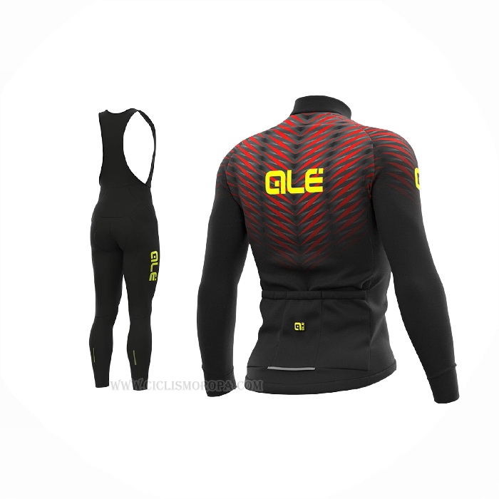 2021 Ropa Ciclismo ALE Negro Rojo Mangas Largas y Culotte Lunga