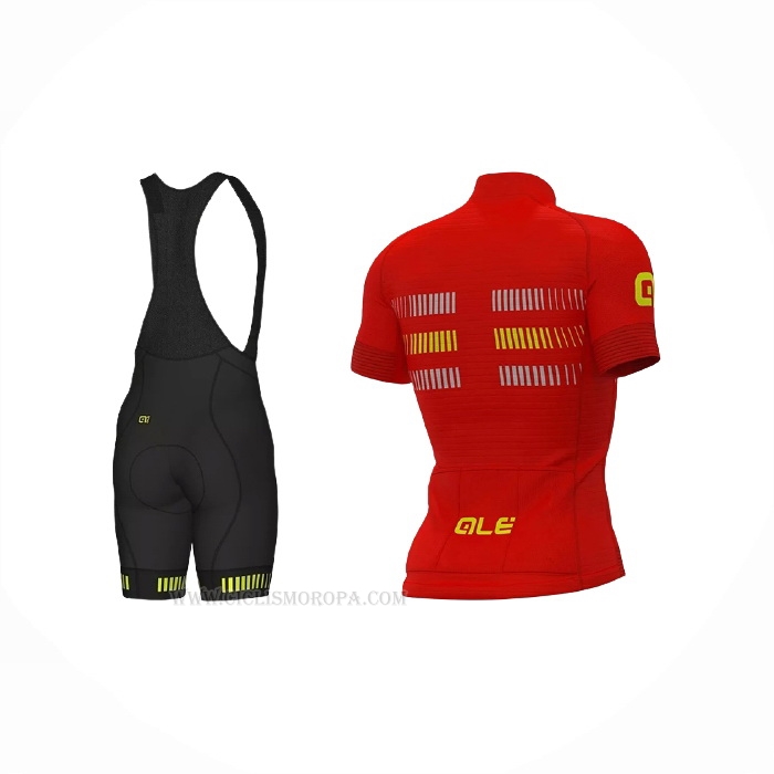 2021 Ropa Ciclismo ALE Rojo Amarillo Mangas Corta y Culotte Corto