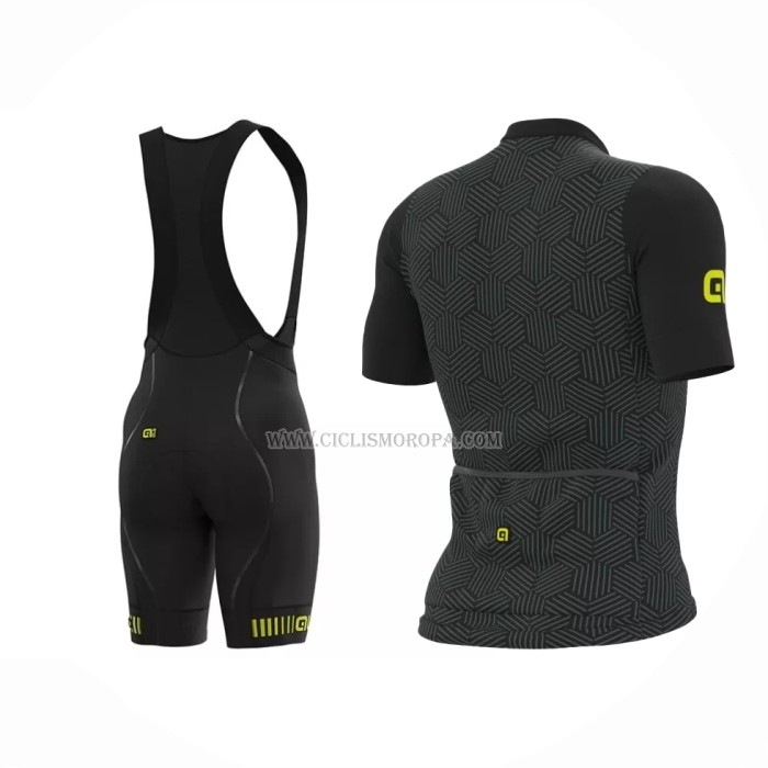 2022 Ropa Ciclismo ALE Negro Amarillo Mangas Cortas y Culotte ioui021