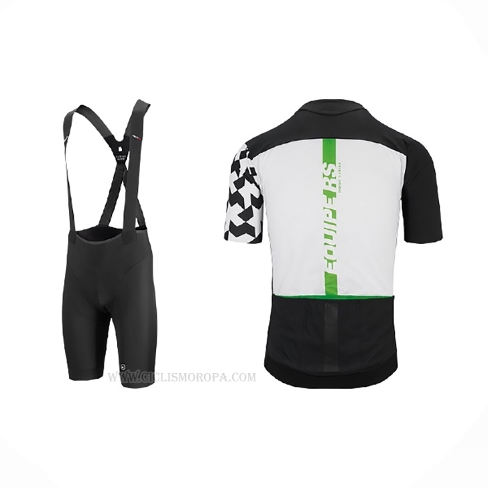 2021 Ropa Ciclismo Assos Negro Blanco Verde Mangas Corta y Culotte Corto