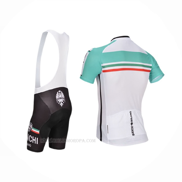 2014 Ropa Ciclismo Bianchi Blanco Verde Mangas Corta y Culotte Corto
