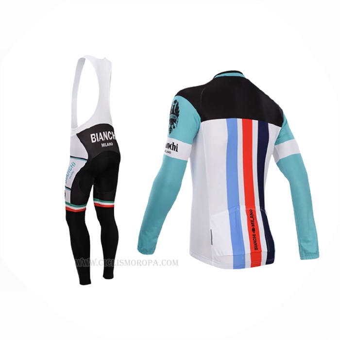 2014 Ropa Ciclismo Bianchi Blanco Verde Mangas Largas y Culotte Lunga