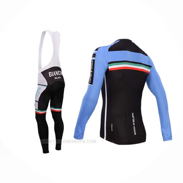 2014 Ropa Ciclismo Bianchi Negro Azur Mangas Largas y Culotte Lunga