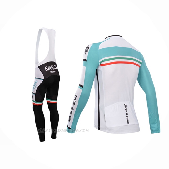 2014 Ropa Ciclismo Bianchi Verde Blanco Mangas Largas y Culotte Lunga