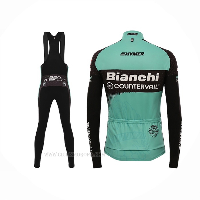 2016 Ropa Ciclismo Bianchi Mtb Negro Verde Mangas Largas y Culotte Lunga