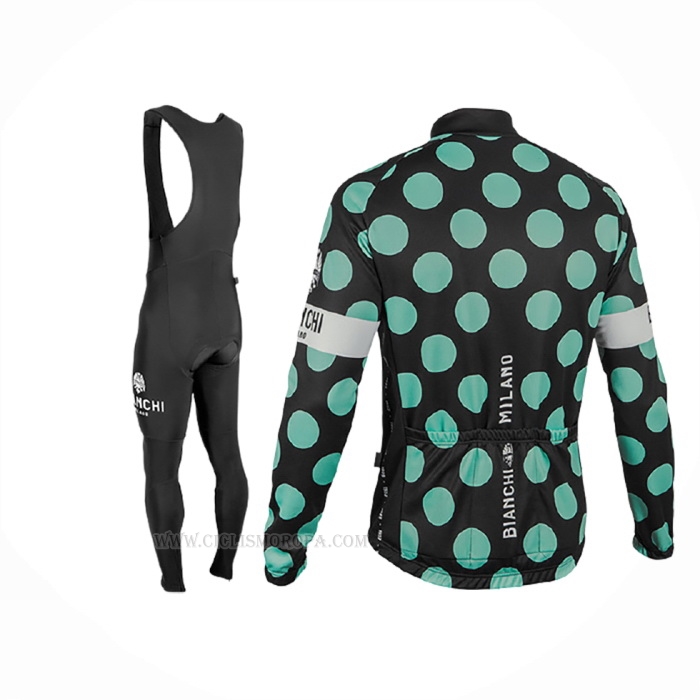 2017 Ropa Ciclismo Bianchi Milano Ml Negro Verde Mangas Largas y Culotte Lunga