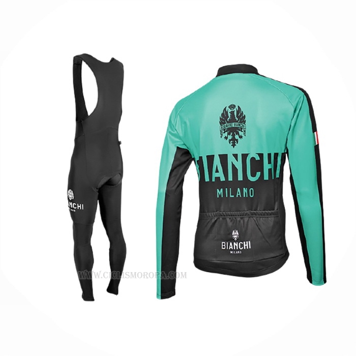 2017 Ropa Ciclismo Bianchi Milano Ml Verde Negro Mangas Largas y Culotte Lunga