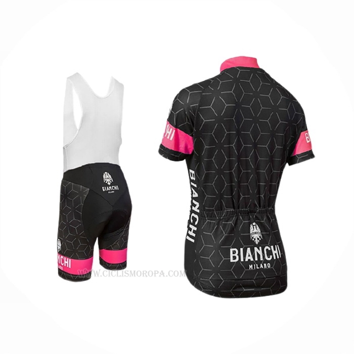 2018 Ropa Ciclismo Bianchi Nevola Negro Rosa Mangas Corta y Culotte Corto