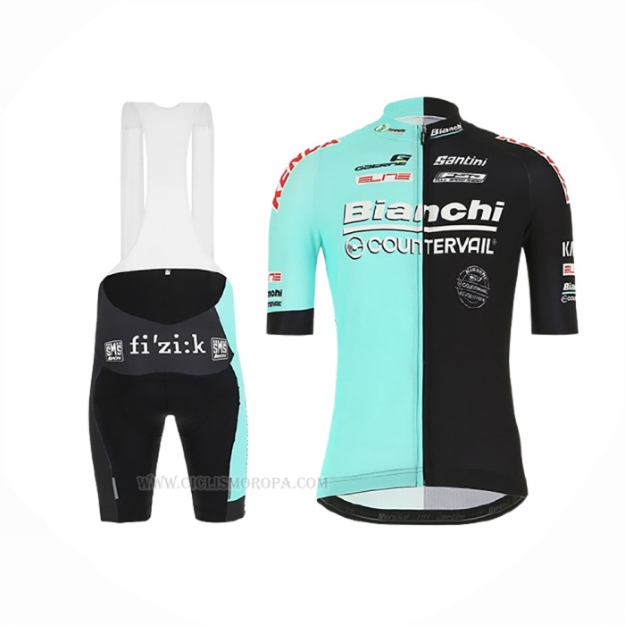 2019 Ropa Ciclismo Bianchi Countervail Negro Verde Mangas Corta y Culotte Corto