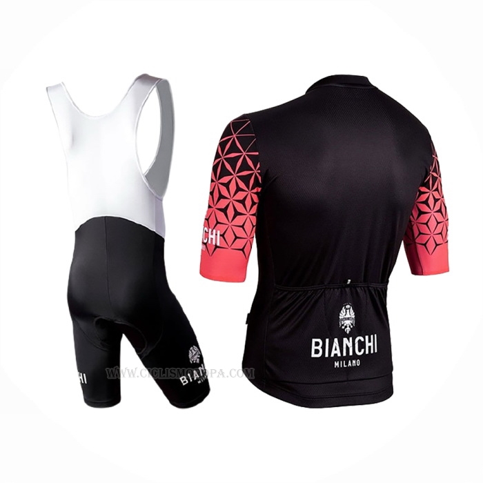 2019 Ropa Ciclismo Bianchi Milano Conca Negro Rojo Mangas Corta y Culotte Corto