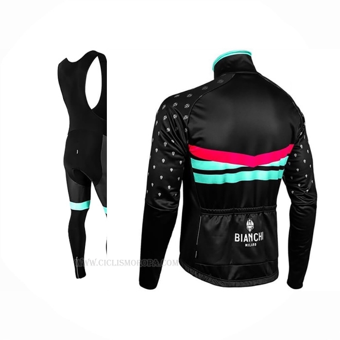 2019 Ropa Ciclismo Bianchi Milano Pb Negro Rojo Mangas Largas y Culotte Lunga