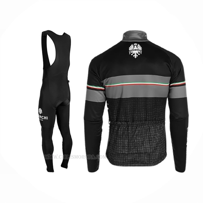 2019 Ropa Ciclismo Bianchi Milano Xd Negro Gris Mangas Largas y Culotte Lunga