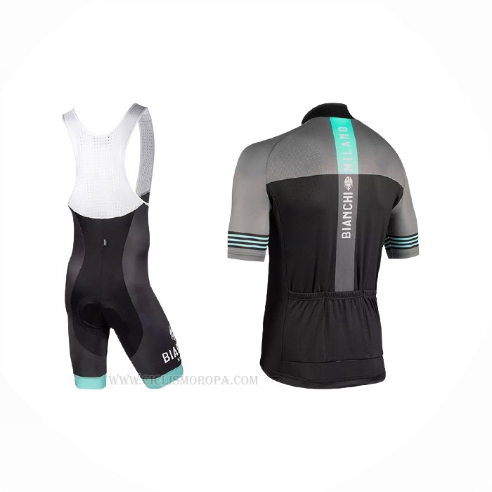 2021 Ropa Ciclismo Bianchi Gris Mangas Corta y Culotte Corto