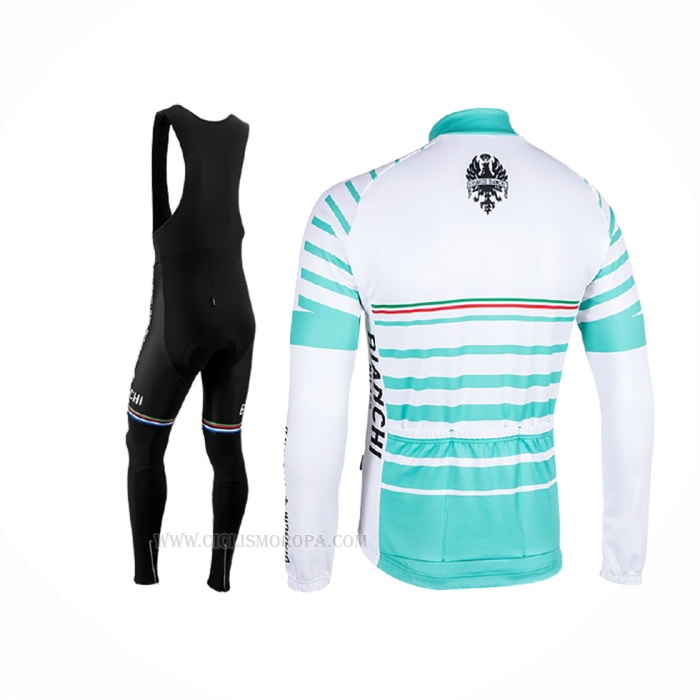 2021 Ropa Ciclismo Bianchi Milano Nalles Azul Claro Blanco Mangas Largas y Culotte Lunga
