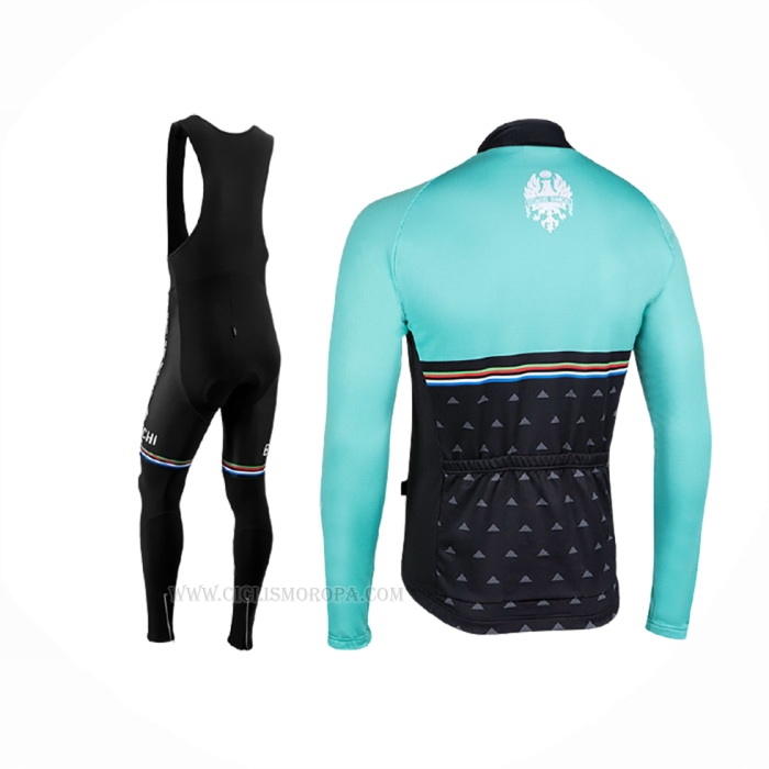 2021 Ropa Ciclismo Bianchi Milano Nalles Azul Claro Negro Mangas Largas y Culotte Lunga