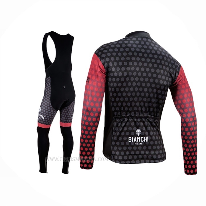 2021 Ropa Ciclismo Bianchi Milano Petroso Negro Rojo Mangas Largas y Culotte Lunga