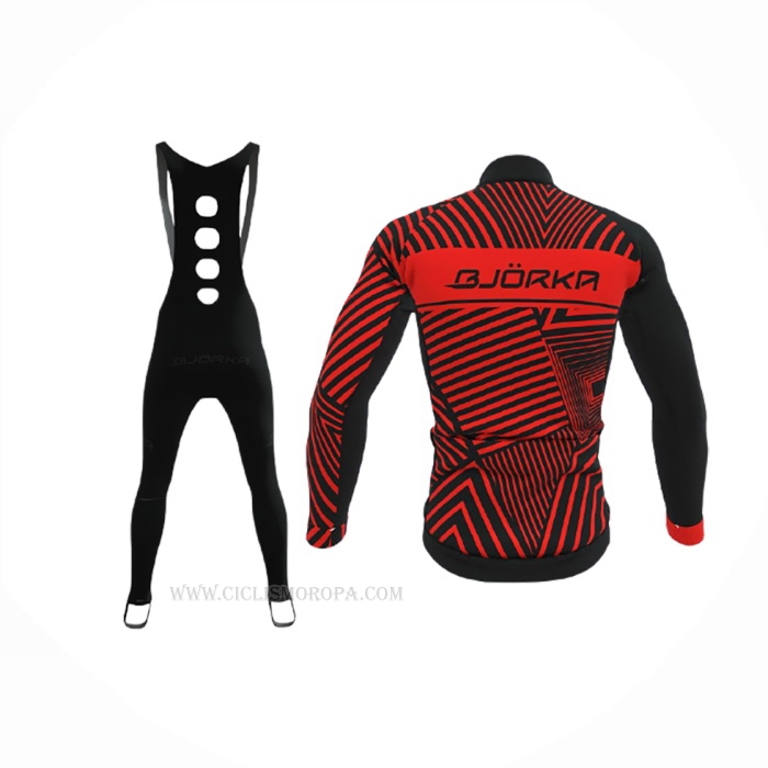 2021 Ropa Ciclismo Bjorka Rojo Mangas Largas y Culotte Lunga