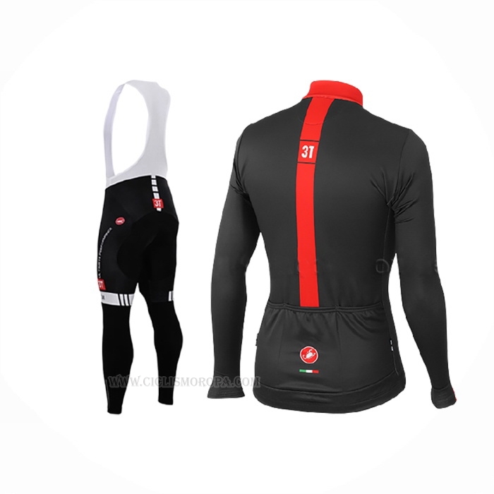 2015 Ropa Ciclismo Castelli 3t Negro Rojo Mangas Largas y Culotte Lunga