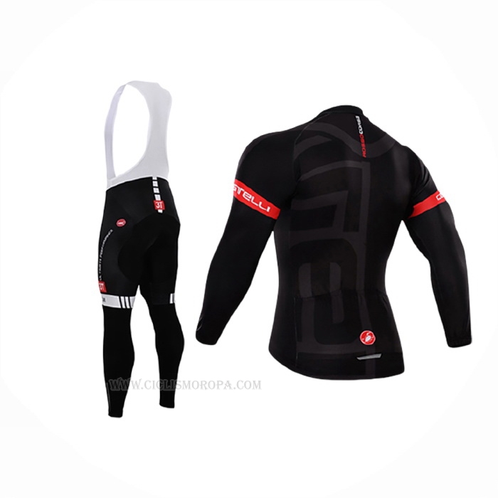 2015 Ropa Ciclismo Castelli Apagado Negro Mangas Largas y Culotte Lunga