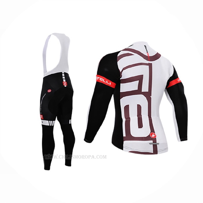 2015 Ropa Ciclismo Castelli Blanco Fucsia Mangas Largas y Culotte Lunga