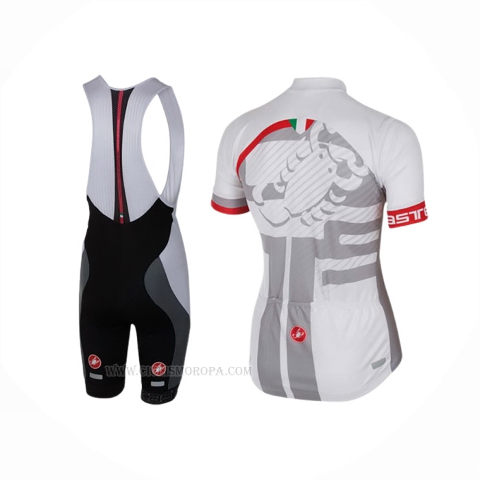2016 Ropa Ciclismo Castelli Blanco Rojo Mangas Corta y Culotte Corto