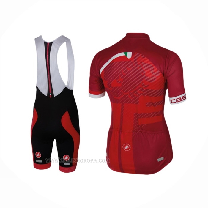 2016 Ropa Ciclismo Castelli Rojo Blanco Mangas Corta y Culotte Corto
