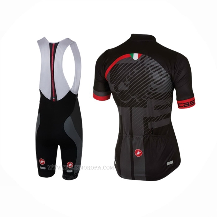 2016 Ropa Ciclismo Castelli Rojo Negro Mangas Corta y Culotte Corto