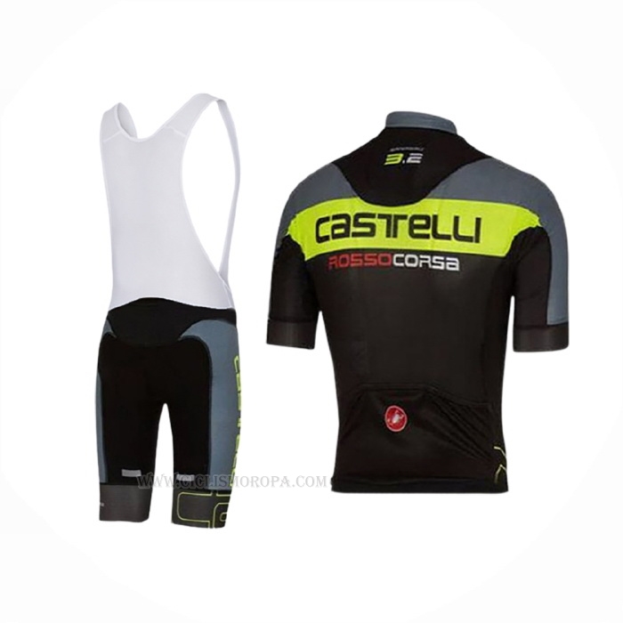 2016 Ropa Ciclismo Castelli Verde Gris Mangas Corta y Culotte Corto