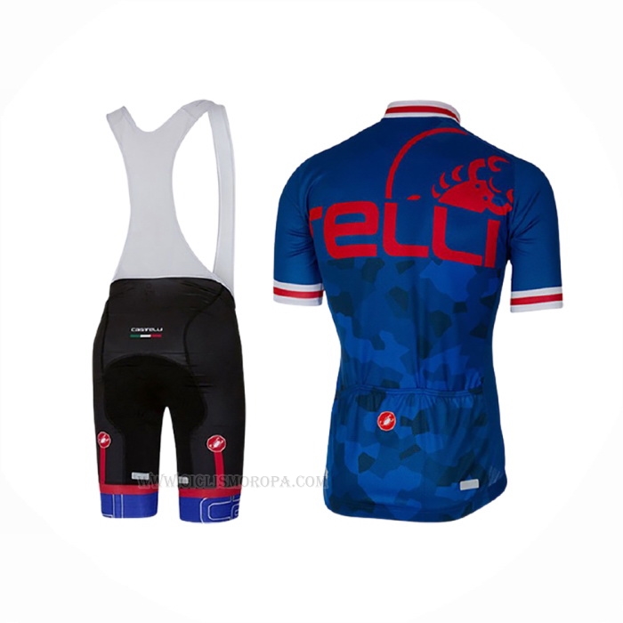 2017 Ropa Ciclismo Castelli Azul Rojo Mangas Corta y Culotte Corto