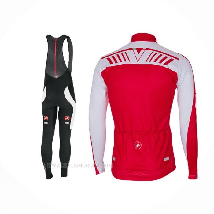 2017 Ropa Ciclismo Castelli Blanco Rojo Mangas Largas y Culotte Lunga