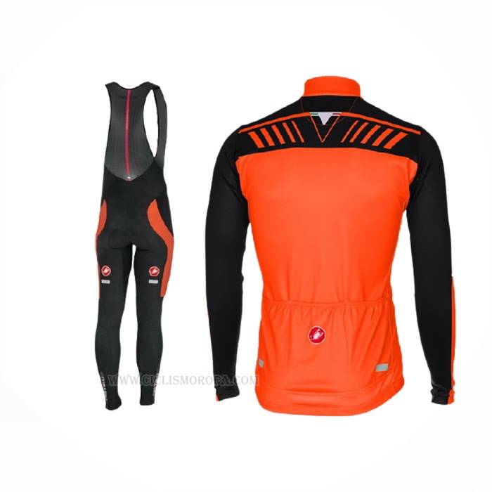 2017 Ropa Ciclismo Castelli Naranja Negro Mangas Largas y Culotte Lunga