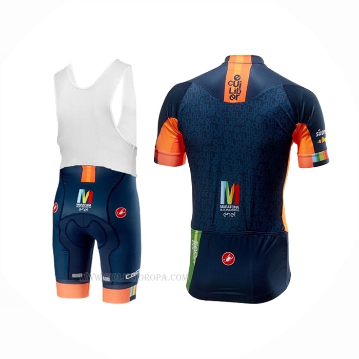 2018 Ropa Ciclismo Castelli Maratona Dles Dolomites-enel Azul Naranja Mangas Corta y Culotte Corto