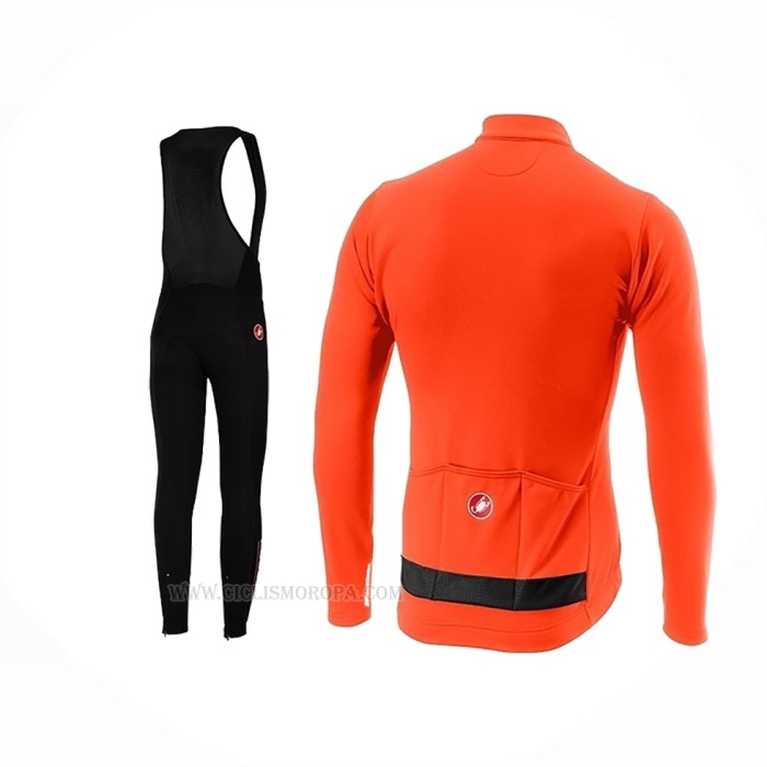 2019 Ropa Ciclismo Castelli Puro 3 Naranja Negro Mangas Largas y Culotte Lunga