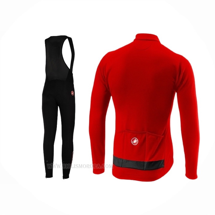 2019 Ropa Ciclismo Castelli Puro 3 Rojo Negro Mangas Largas y Culotte Lunga